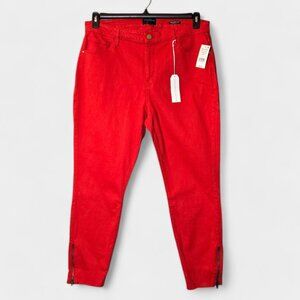Sanctuary Social Standard Skinny Zip Ankle Jeans 18W Street Red Vibrant NWT